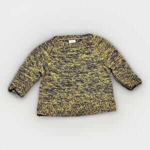 People Tree sweater Womens size M Chunky Hand Knit Wool Yellow Boho Cottagecore